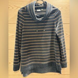 Zenergy by Chico’s Cozy Black & Gold Stripe Cotton/Polyester Top Size 0